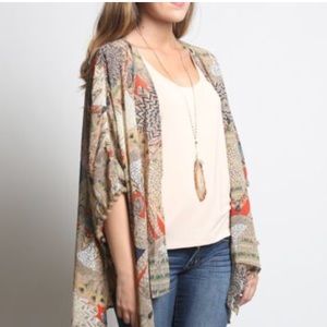 Umgee Taupe Flower Bomb Kimono
